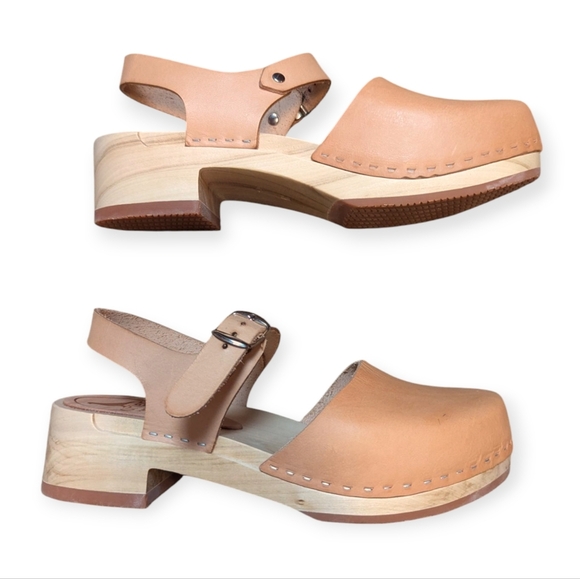 Kurier Clogs Charlie Low Heel Tan Light Brown Size 8.5 Round Toe - Picture 4 of 10